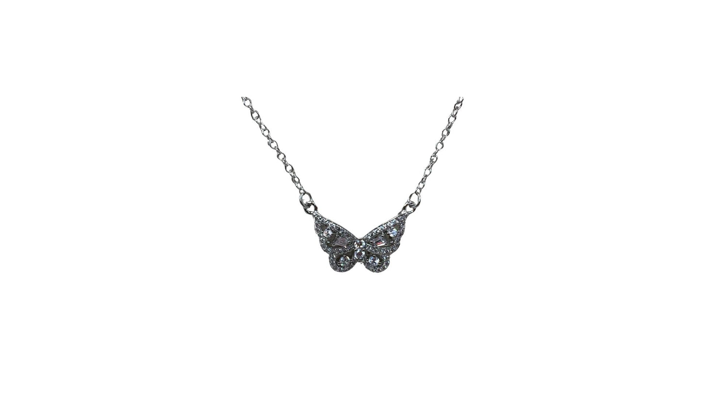 Natures Beautiful Rhinestone Butterfly Necklace