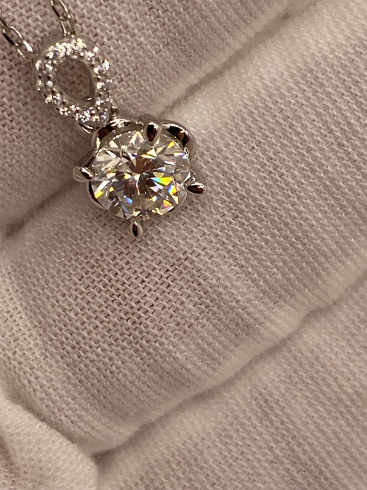 Moissanite Diamond Drop Pendant Necklace 925 Sterling Silver