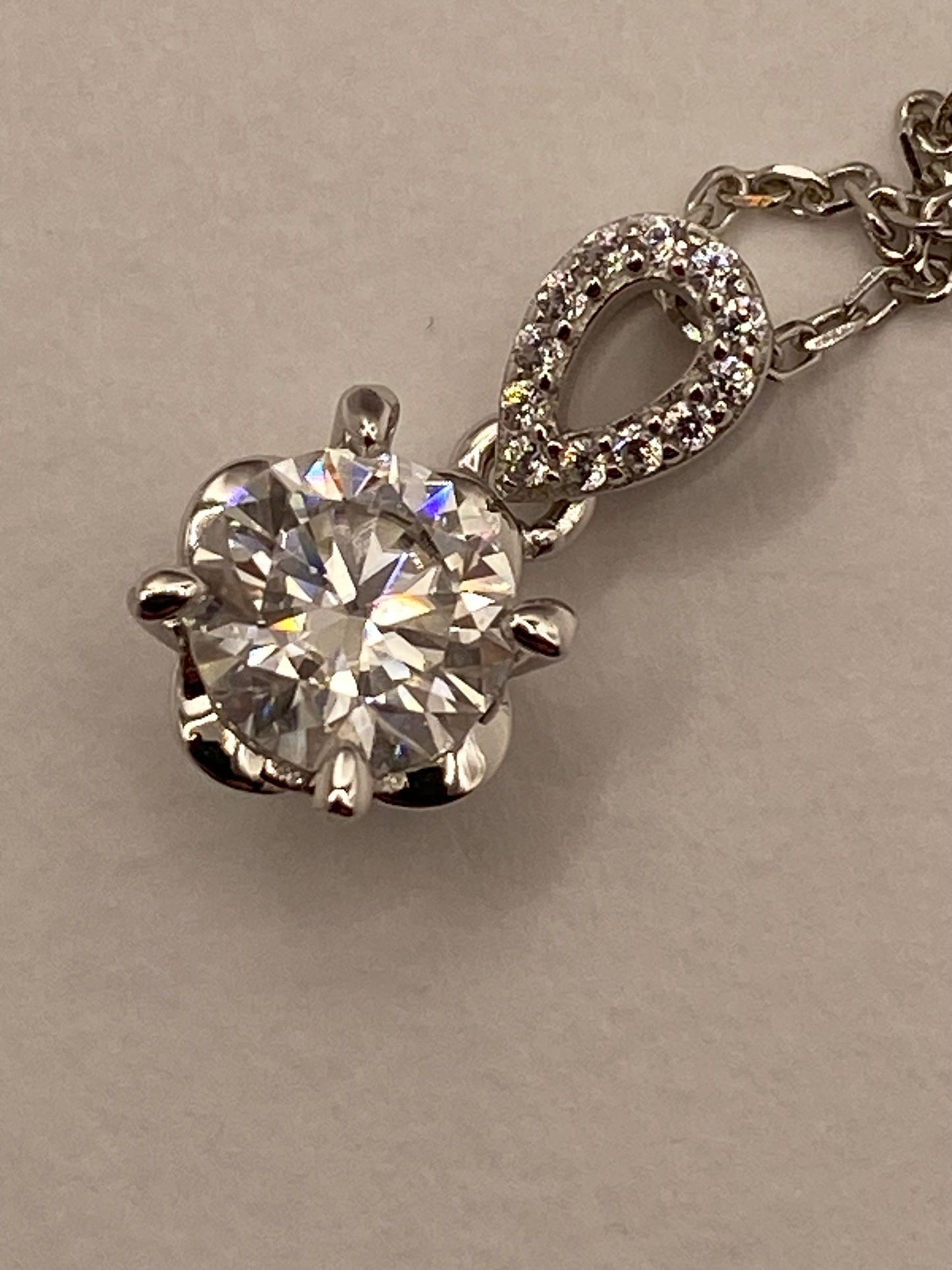 Moissanite Diamond Drop Pendant Necklace 925 Sterling Silver