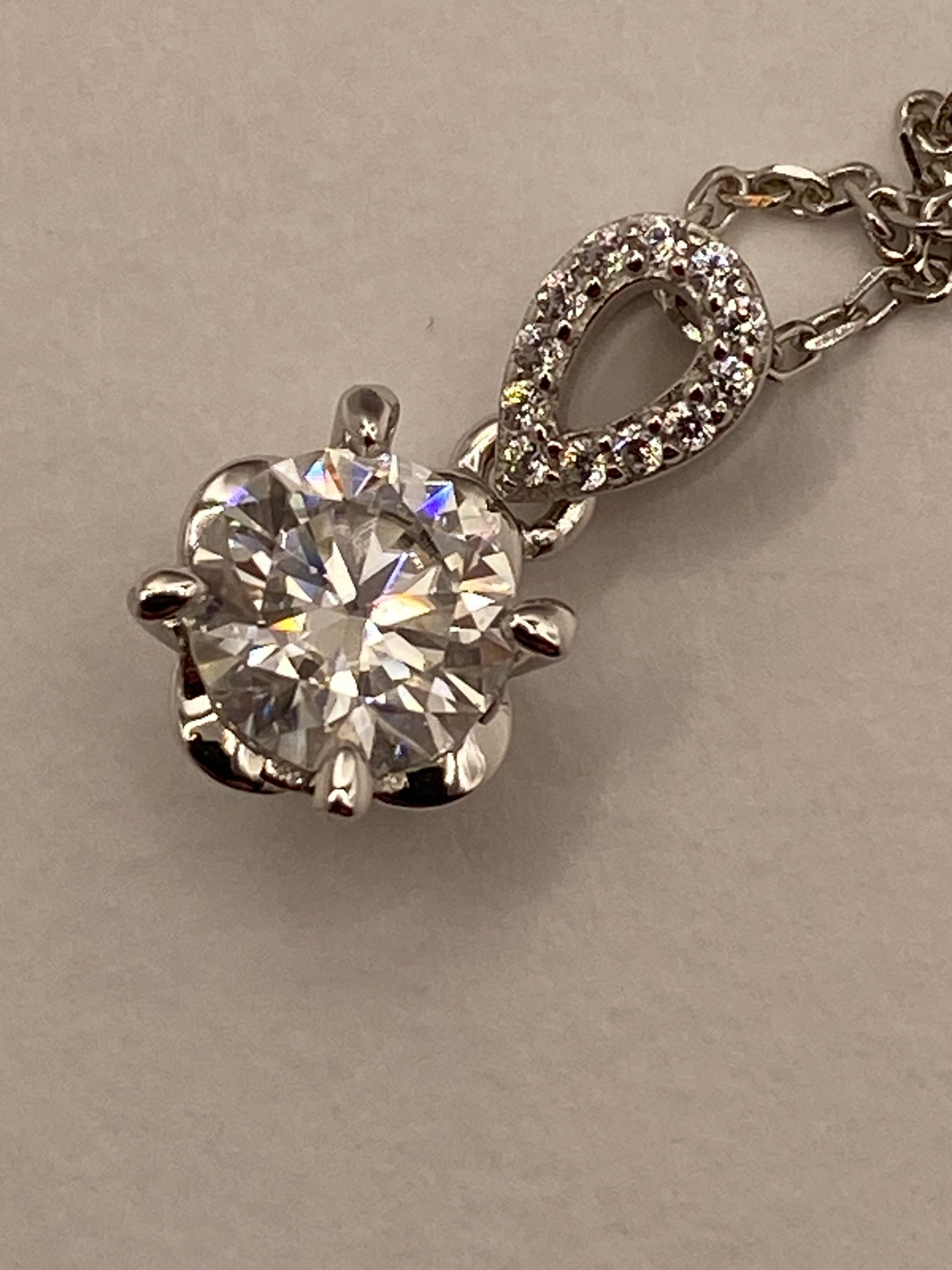 Moissanite Diamond Drop Pendant Necklace 925 Sterling Silver