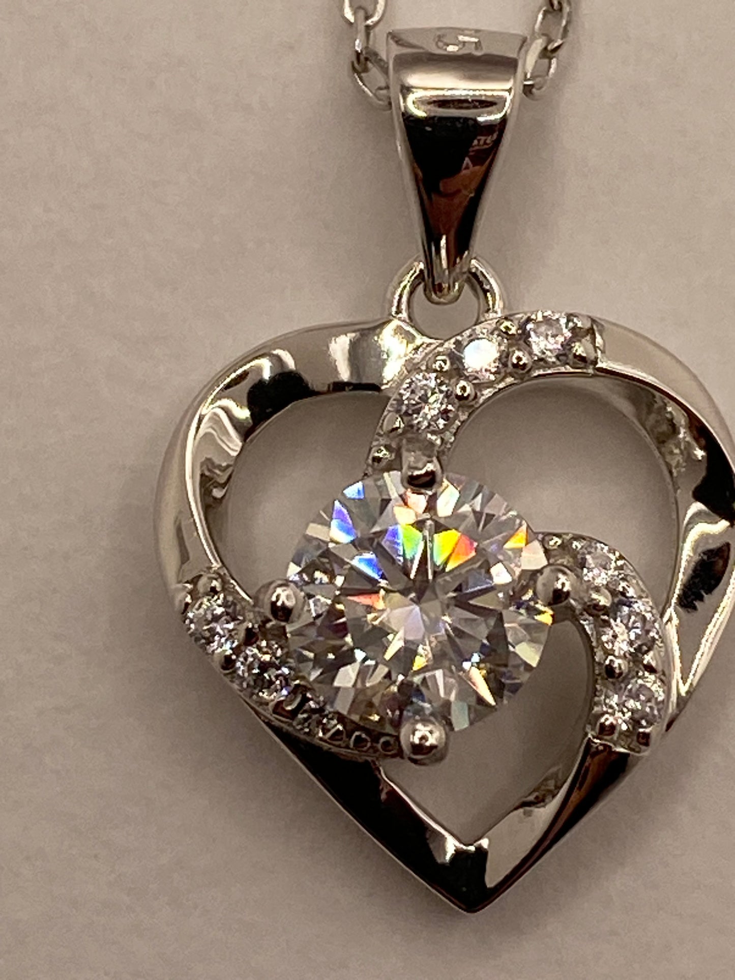 Moissanite Diamond Heart Pendant Necklace 925 Sterling Silver