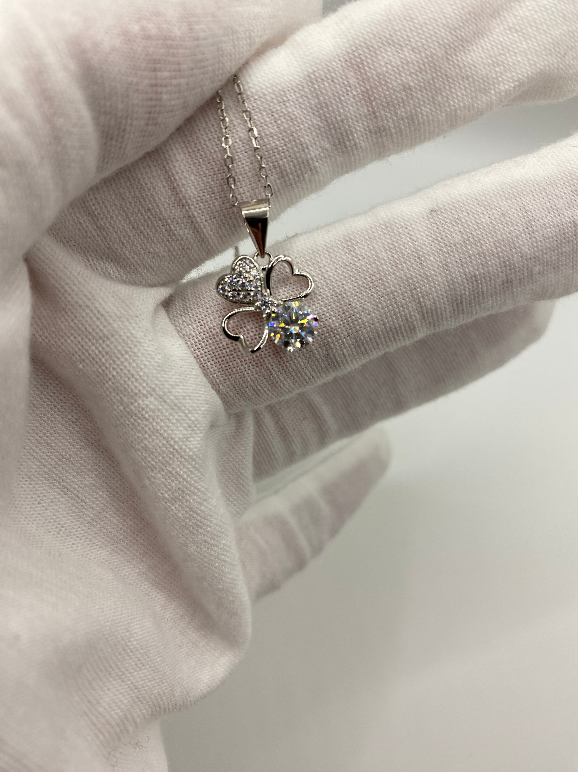 Moissanite Diamond 3 Heart Pendant Necklace 925 Sterling Silver