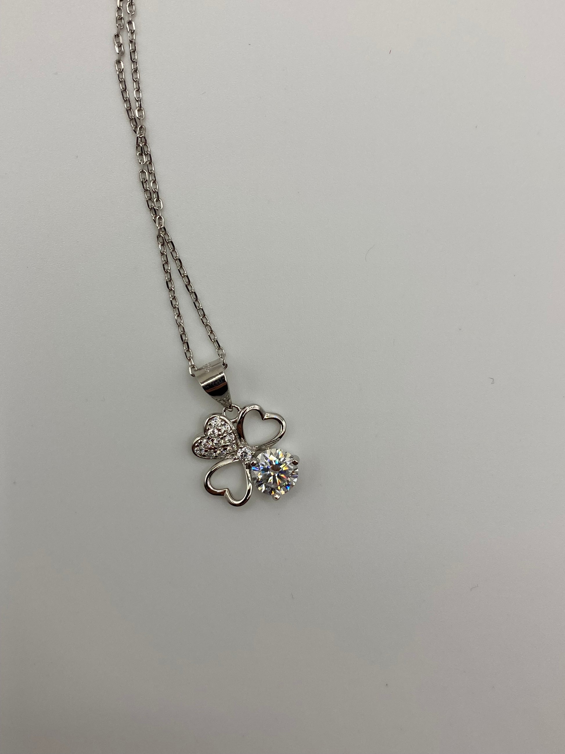 Moissanite Diamond 3 Heart Pendant Necklace 925 Sterling Silver