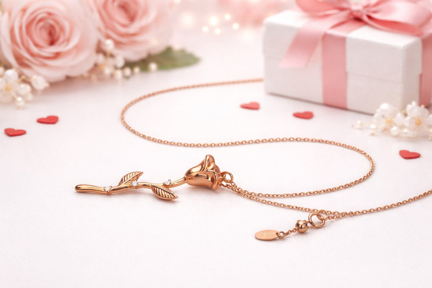 Natures Beautiful Rose Flower Necklace