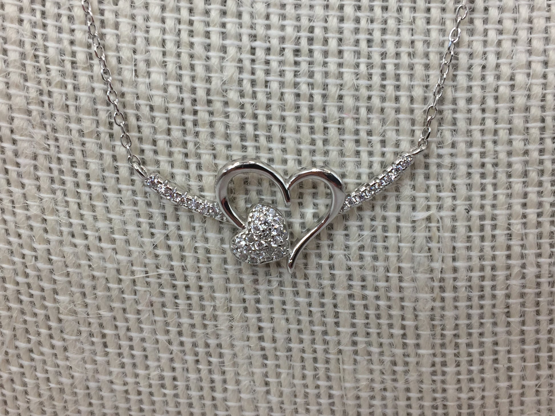Double Heart Necklace 925 Sterling Silver