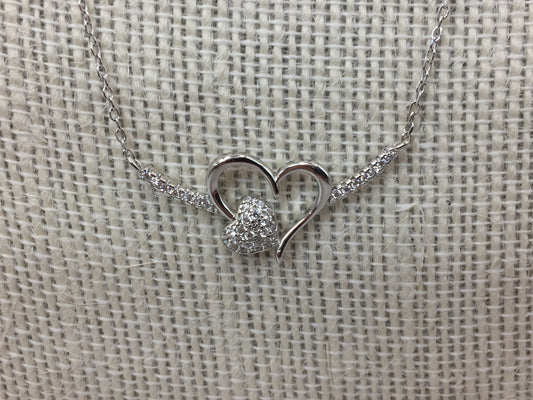 Double Heart Necklace 925 Sterling Silver
