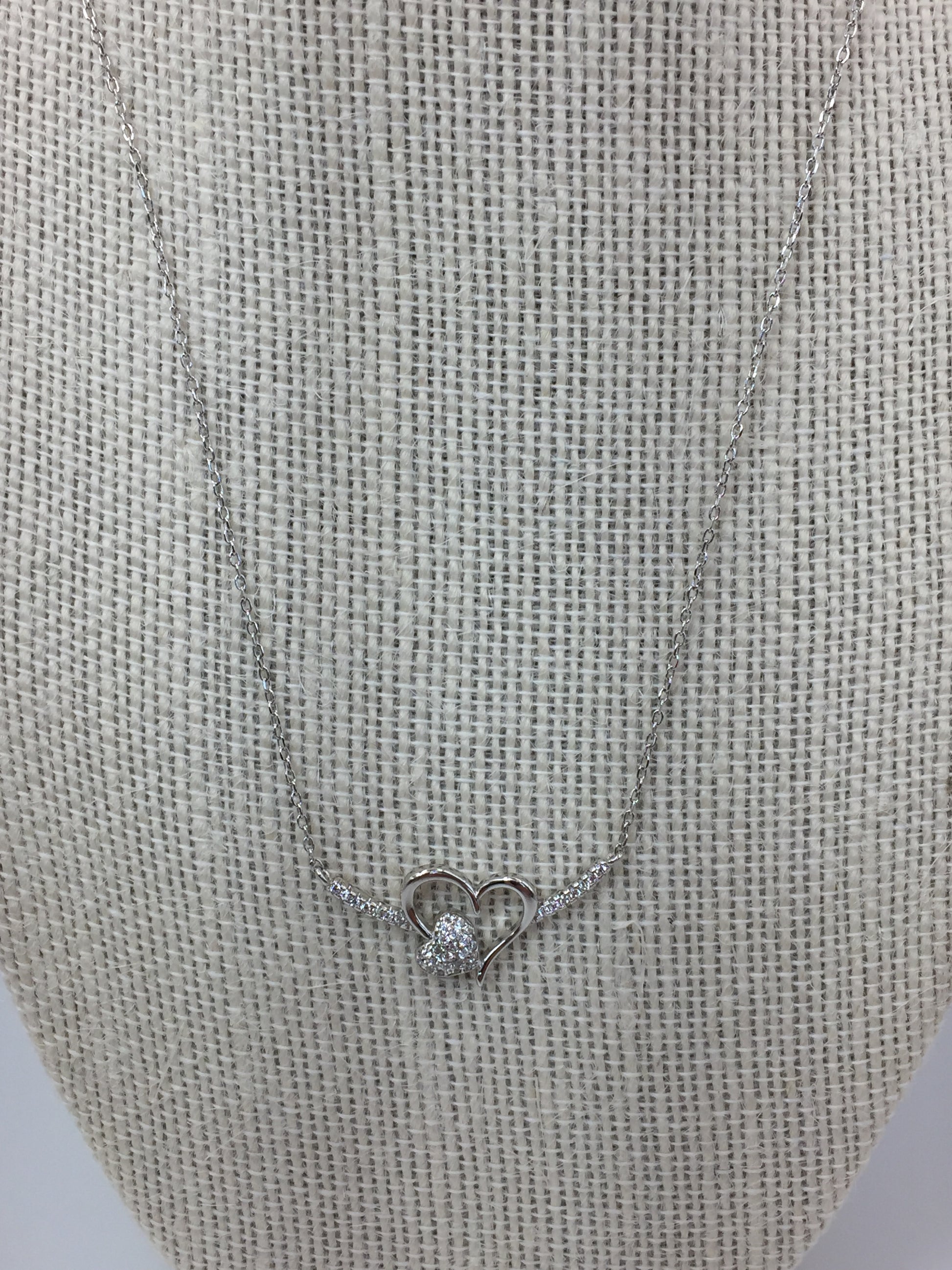 Double Heart Necklace 925 Sterling Silver