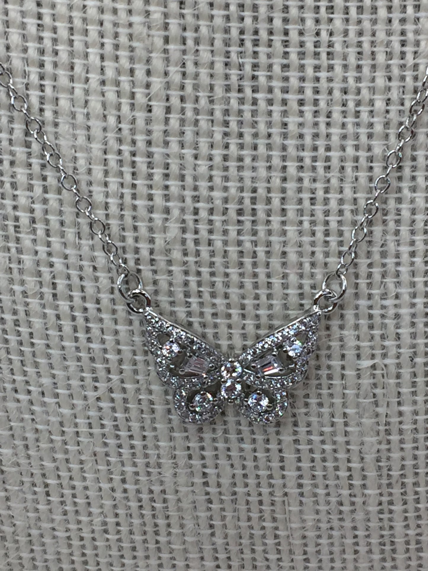 Natures Beautiful Rhinestone Butterfly Necklace