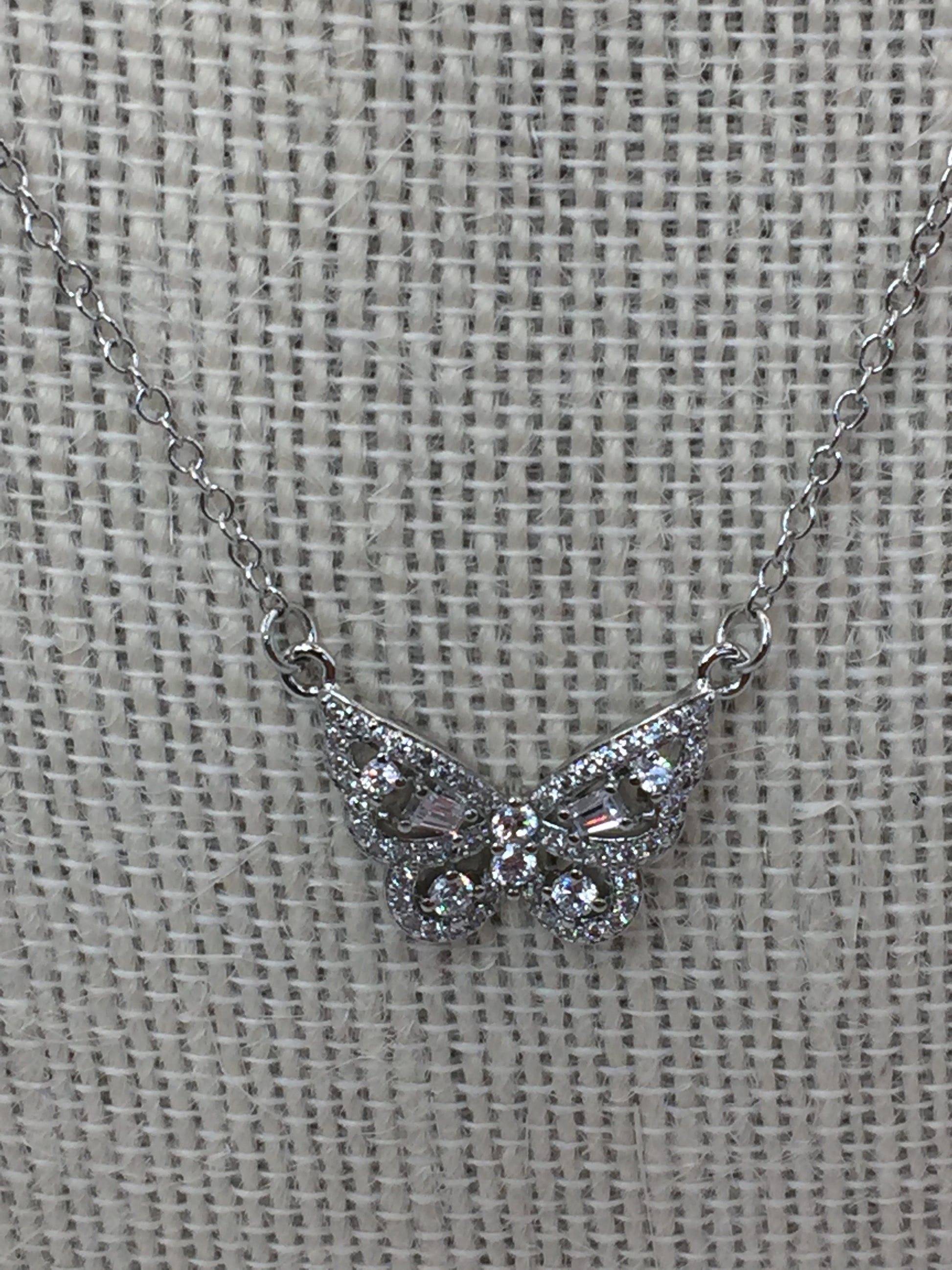 Natures Beautiful Rhinestone Butterfly Necklace