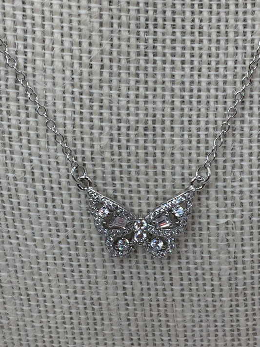 Natures Beautiful Rhinestone Butterfly Necklace
