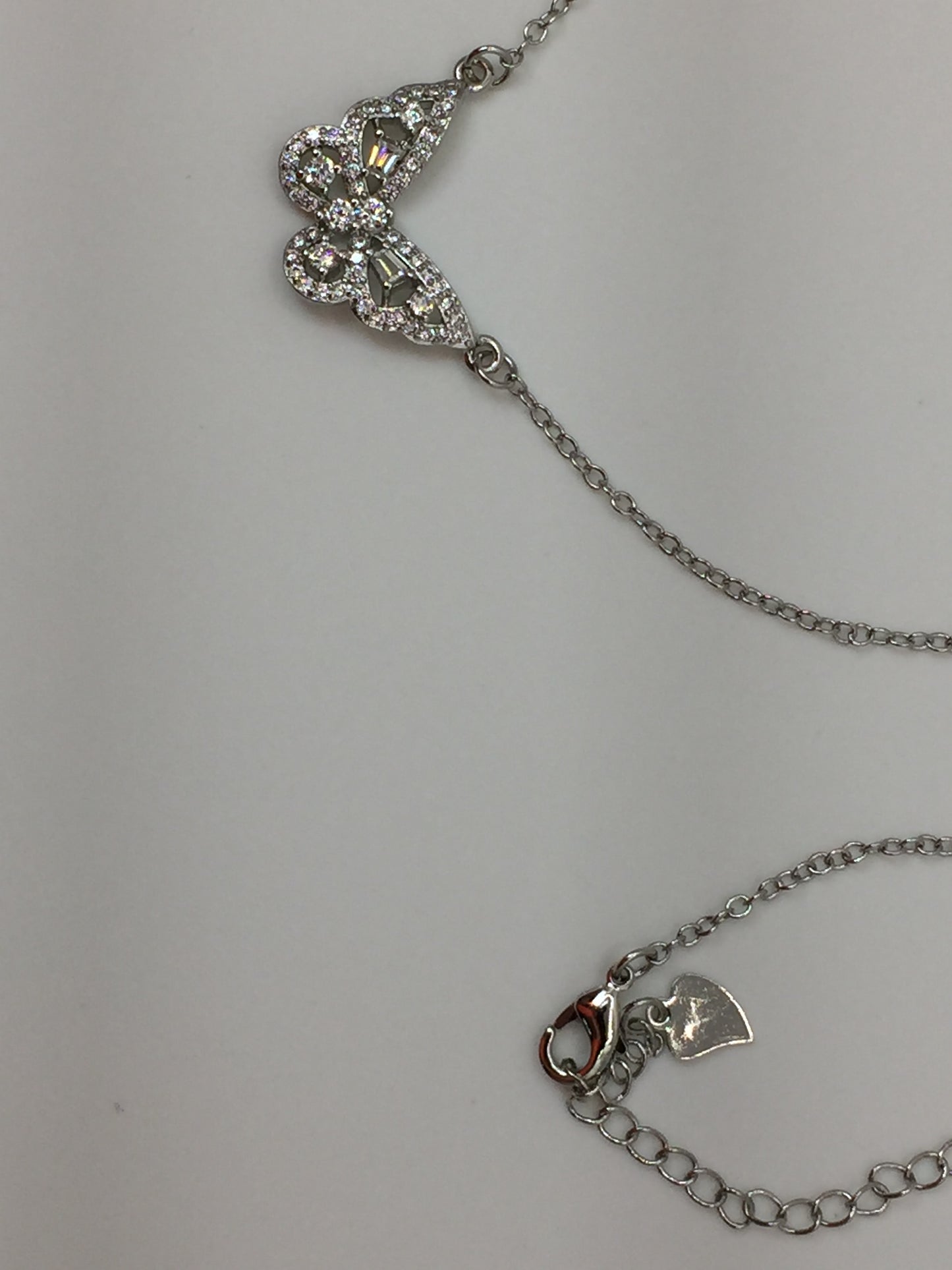 Natures Beautiful Rhinestone Butterfly Necklace