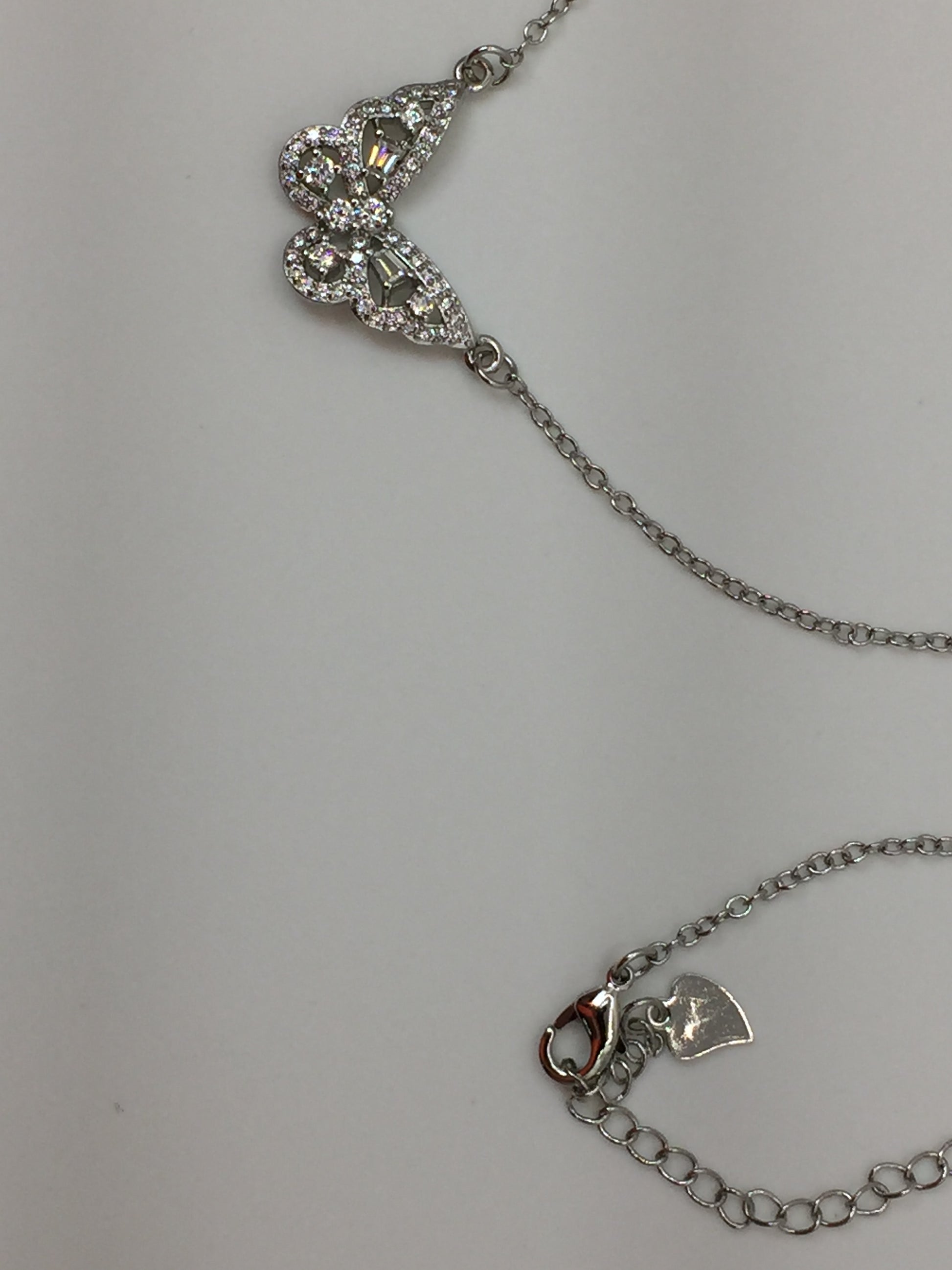 Natures Beautiful Rhinestone Butterfly Necklace