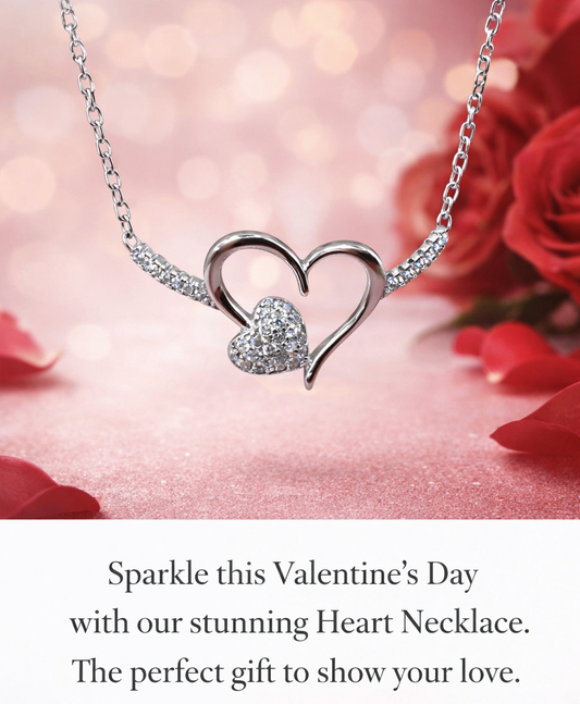 Double Heart Necklace 925 Sterling Silver