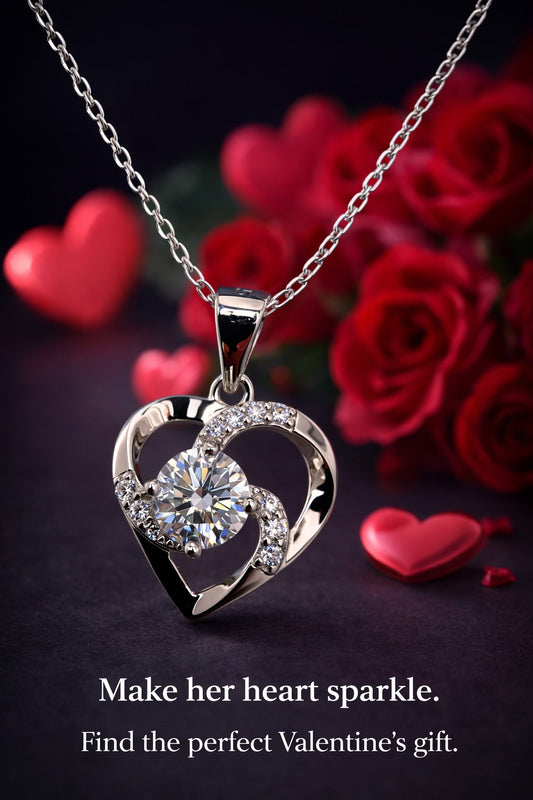 Moissanite Diamond Heart Pendant Necklace 925 Sterling Silver