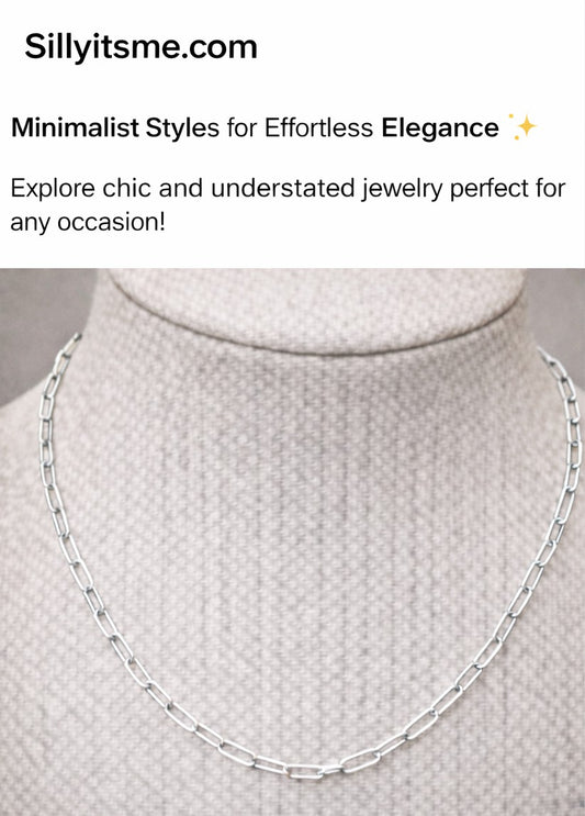 Paperclip 925 Sterling Silver Geometric Paper Clip Necklace