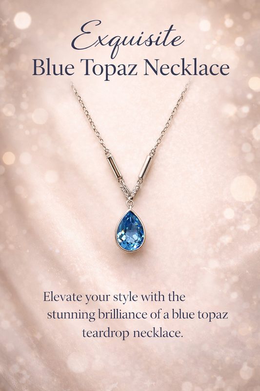 Austria Ocean Blue Crystal Stone Necklace 925 Sterling Silver